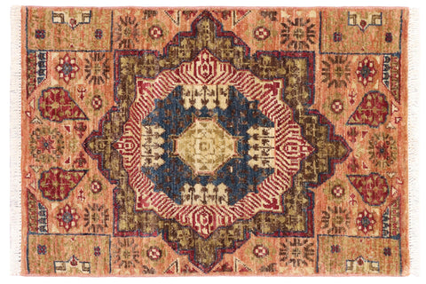 handmade Geometric Mamluk Blue Pink Hand Knotted RECTANGLE 100% WOOL area rug 2 x 3