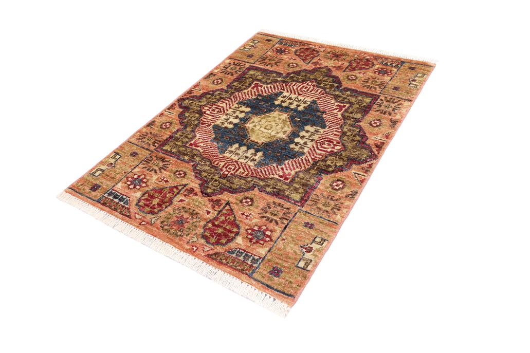 handmade Geometric Mamluk Blue Pink Hand Knotted RECTANGLE 100% WOOL area rug 2 x 3