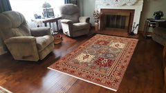 handmade Traditional Kafkaz Gray Red Hand Knotted RECTANGLE 100% WOOL area rug 5X6