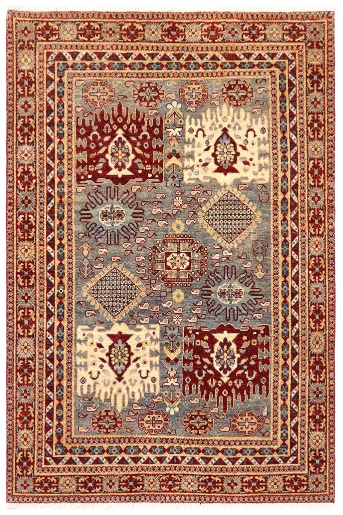 handmade Traditional Kafkaz Gray Red Hand Knotted RECTANGLE 100% WOOL area rug 5X6