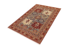 handmade Traditional Kafkaz Gray Red Hand Knotted RECTANGLE 100% WOOL area rug 5X6