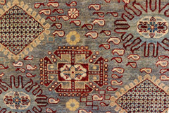 handmade Traditional Kafkaz Gray Red Hand Knotted RECTANGLE 100% WOOL area rug 5X6