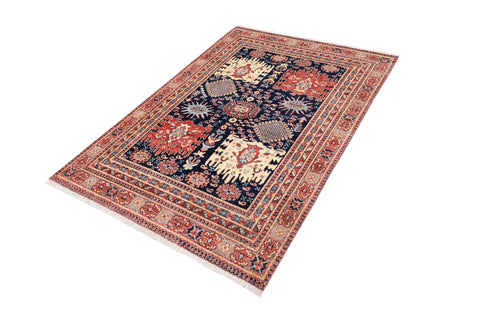 handmade Transitional Kafkaz Blue Rust Hand Knotted RECTANGLE 100% WOOL area rug 5' x 7'