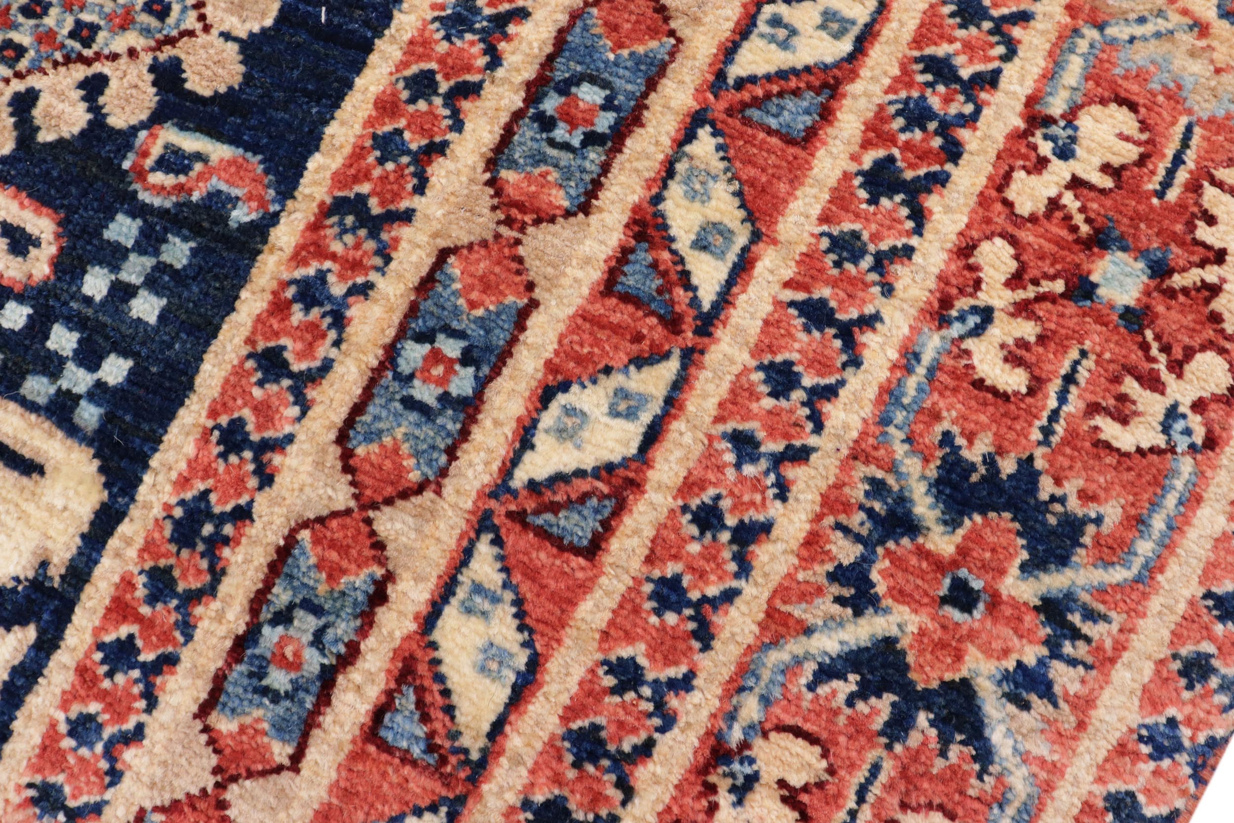 handmade Transitional Kafkaz Blue Rust Hand Knotted RECTANGLE 100% WOOL area rug 5' x 7'