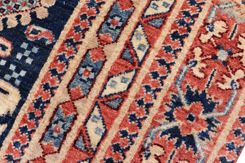 handmade Transitional Kafkaz Blue Rust Hand Knotted RECTANGLE 100% WOOL area rug 5' x 7'
