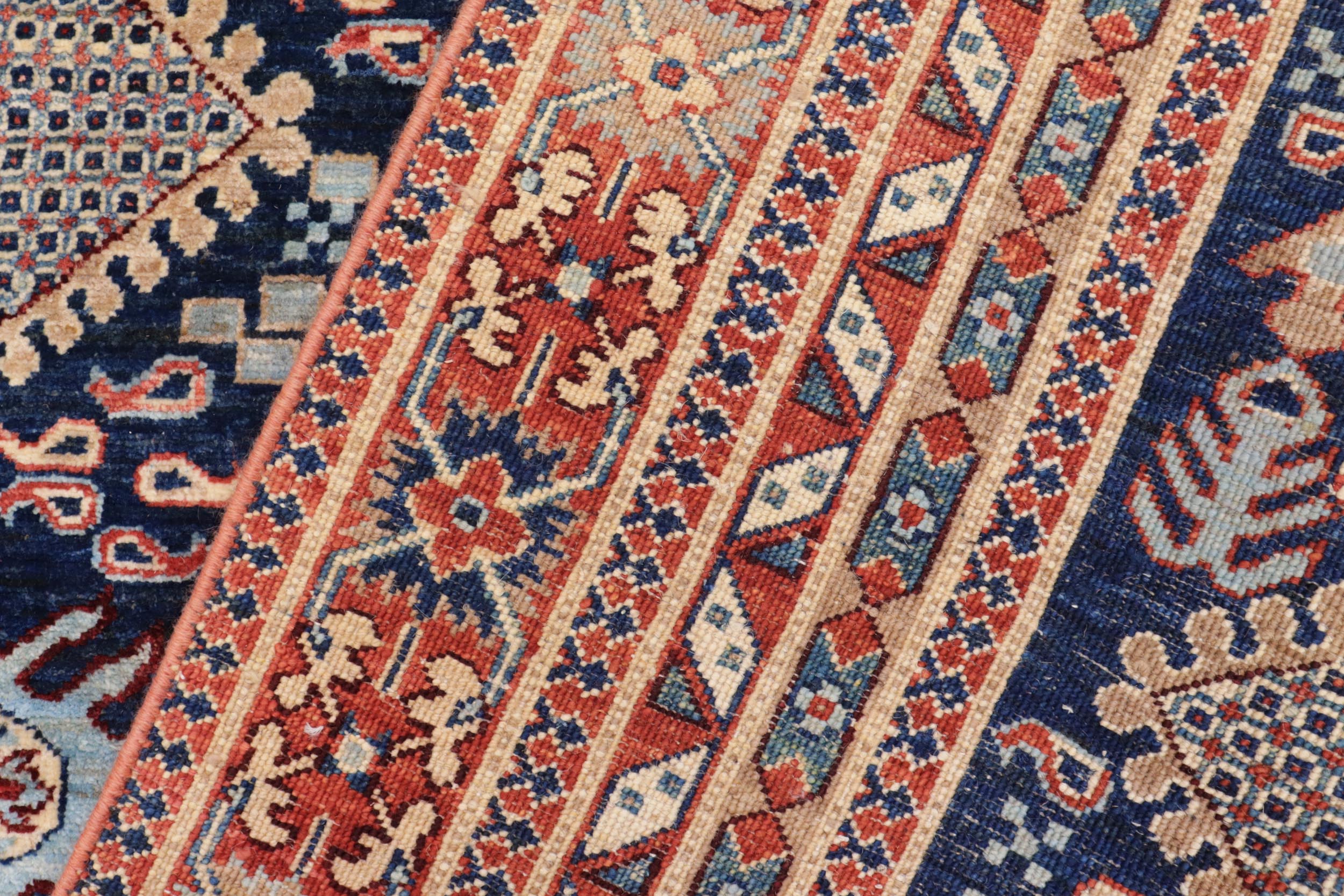 handmade Transitional Kafkaz Blue Rust Hand Knotted RECTANGLE 100% WOOL area rug 5' x 7'