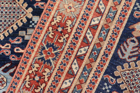 handmade Transitional Kafkaz Blue Rust Hand Knotted RECTANGLE 100% WOOL area rug 5' x 7'