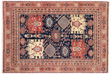 Shabby Chic Ziegler Ariella Blue/Rust Hand-Knotted Wool Rug - 4'11'' x 6'6''