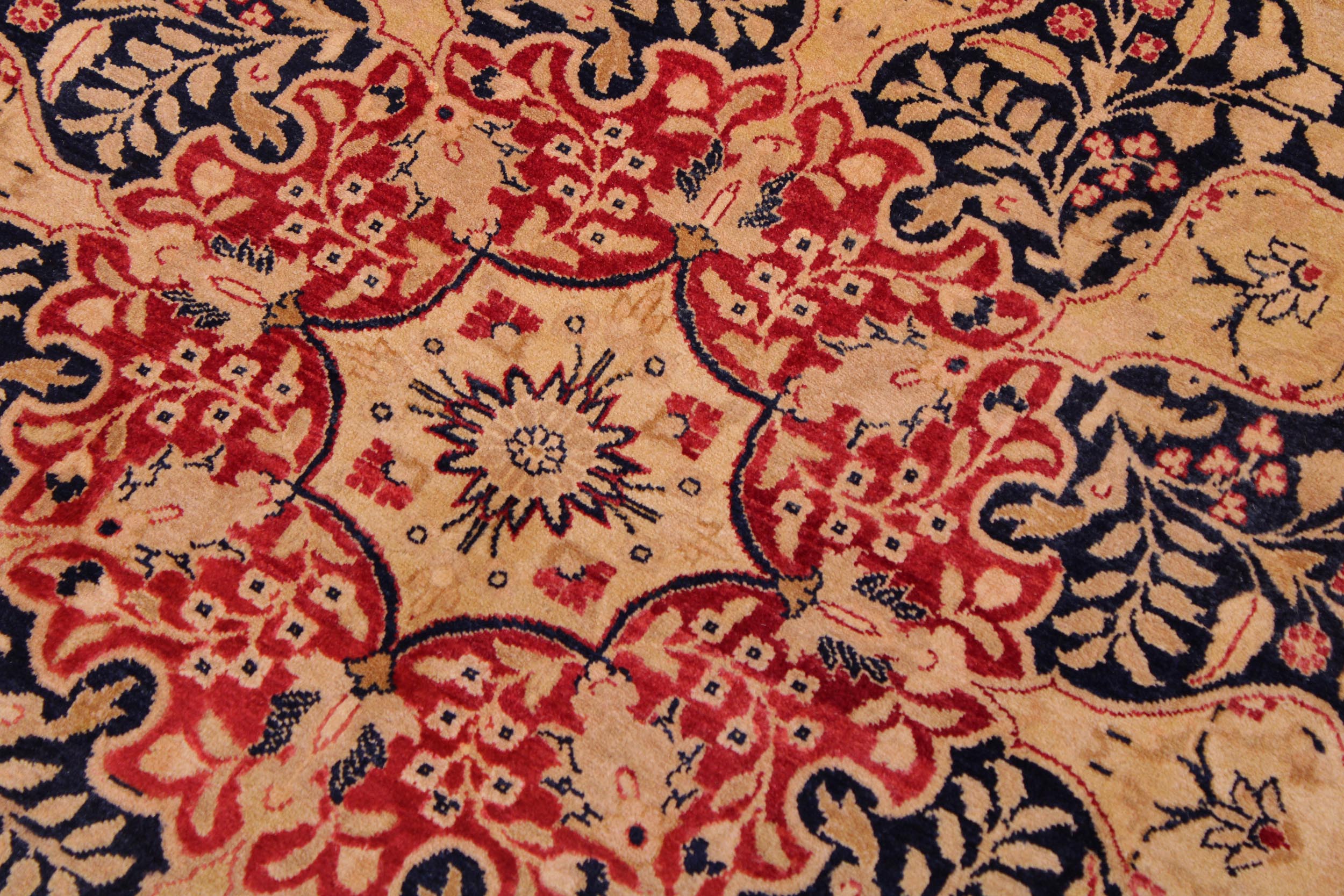 handmade Traditional Kirman Red Tan Hand Knotted RECTANGLE 100% WOOL area rug 9 x 12