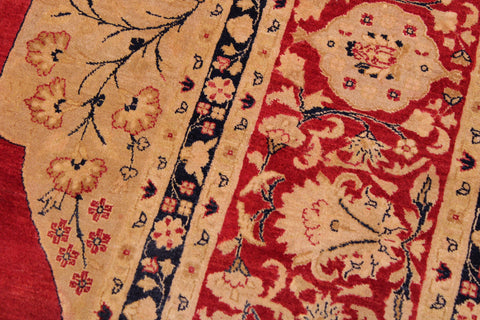 handmade Traditional Kirman Red Tan Hand Knotted RECTANGLE 100% WOOL area rug 9 x 12