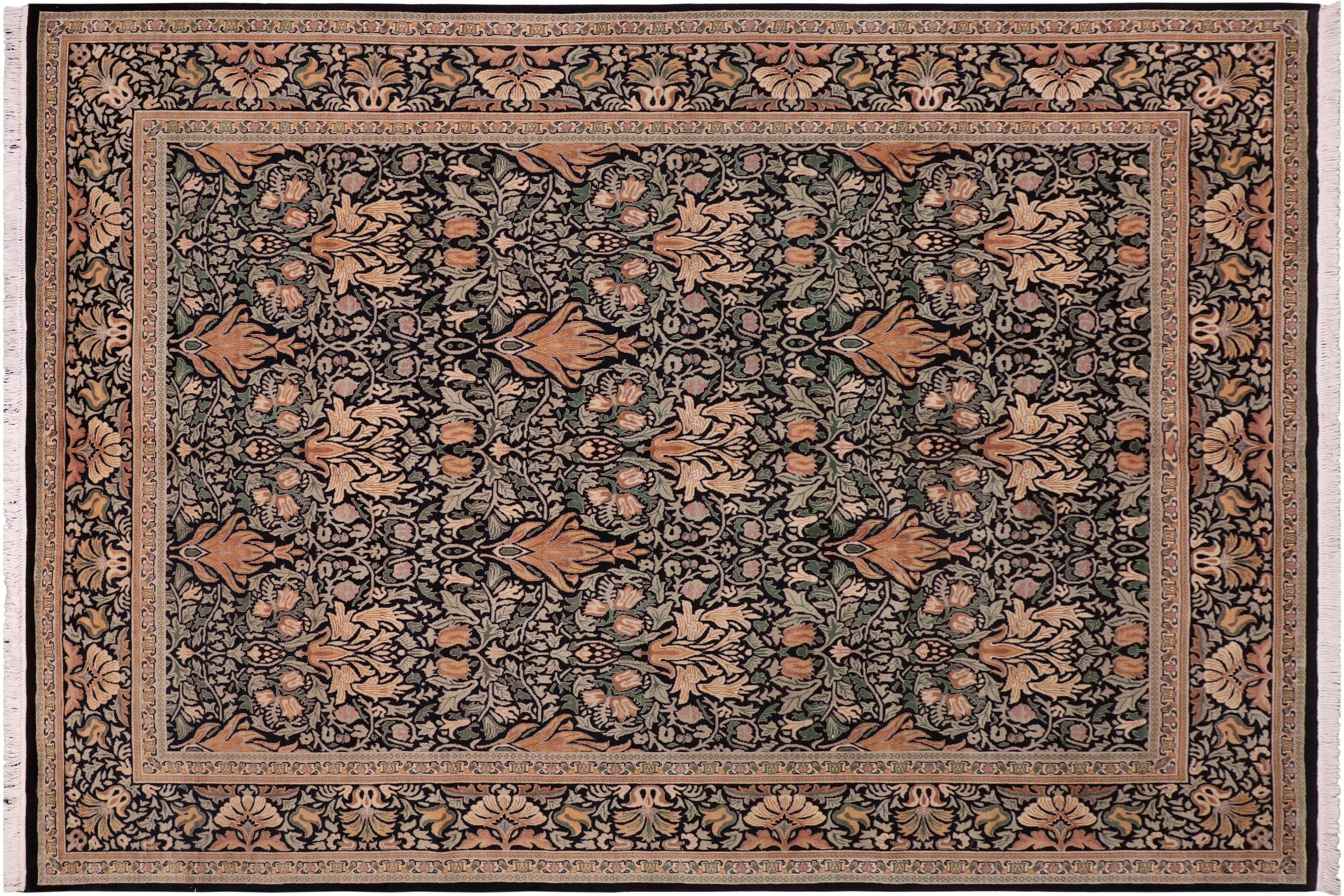handmade Transitional Snakehead Black Gold Hand Knotted RECTANGLE 100% WOOL area rug 8' x 10'