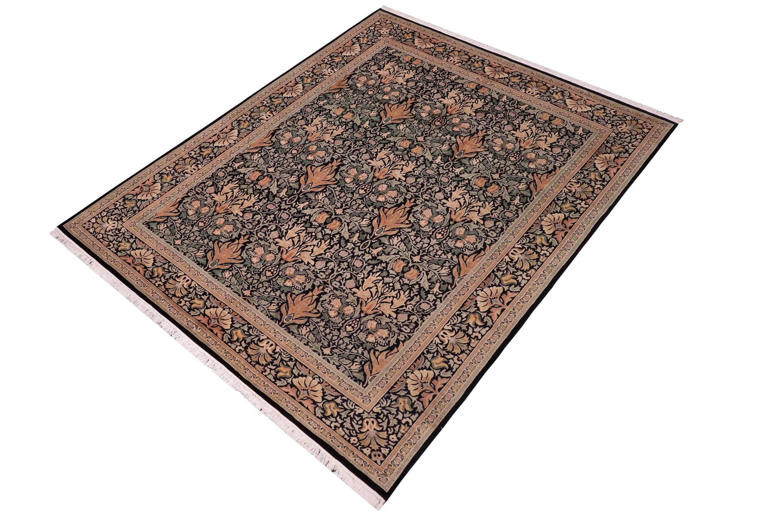 handmade Transitional Snakehead Black Gold Hand Knotted RECTANGLE 100% WOOL area rug 8' x 10'