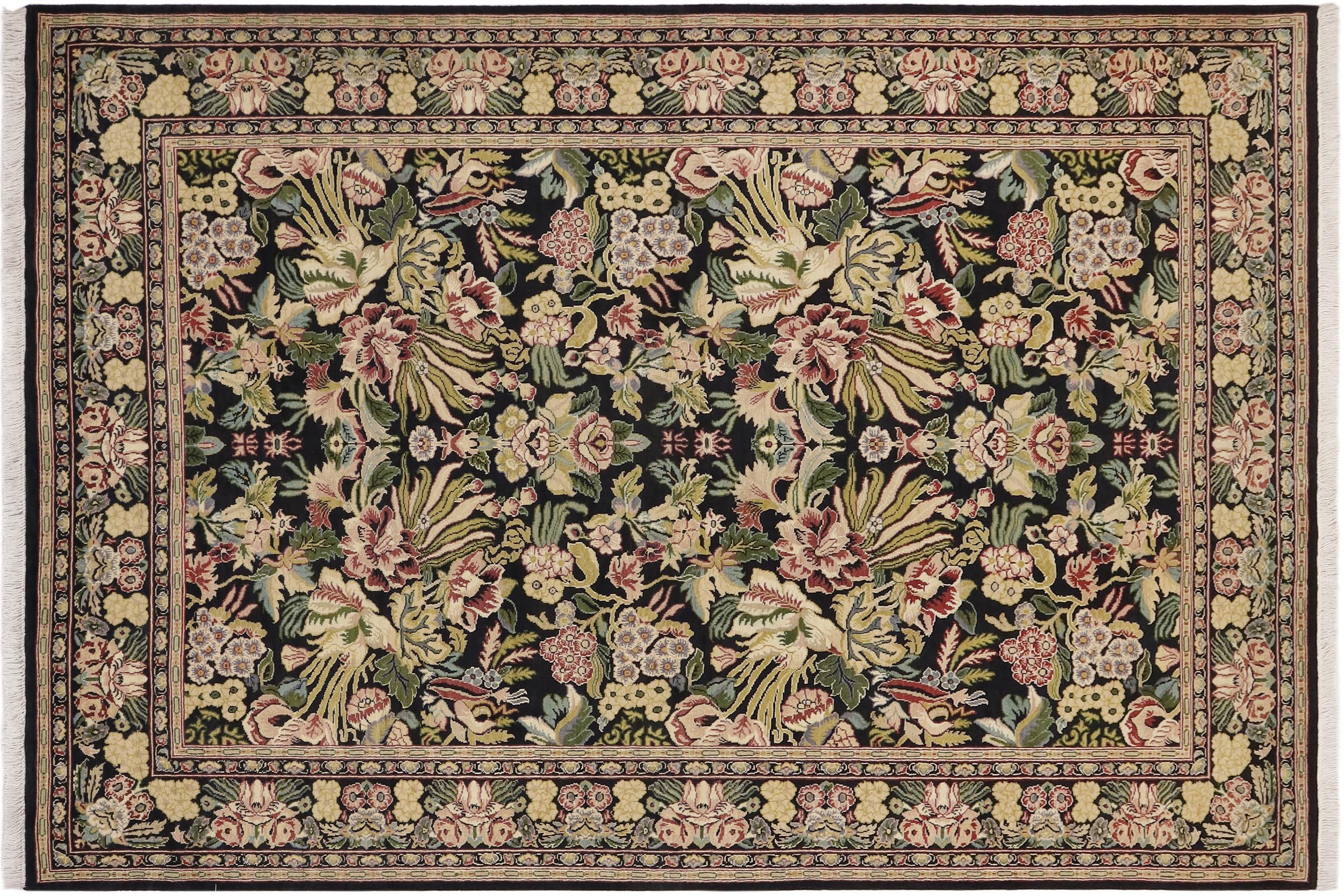 handmade Transitional Basarabian Black Beige Hand Knotted RECTANGLE 100% WOOL area rug 6x9