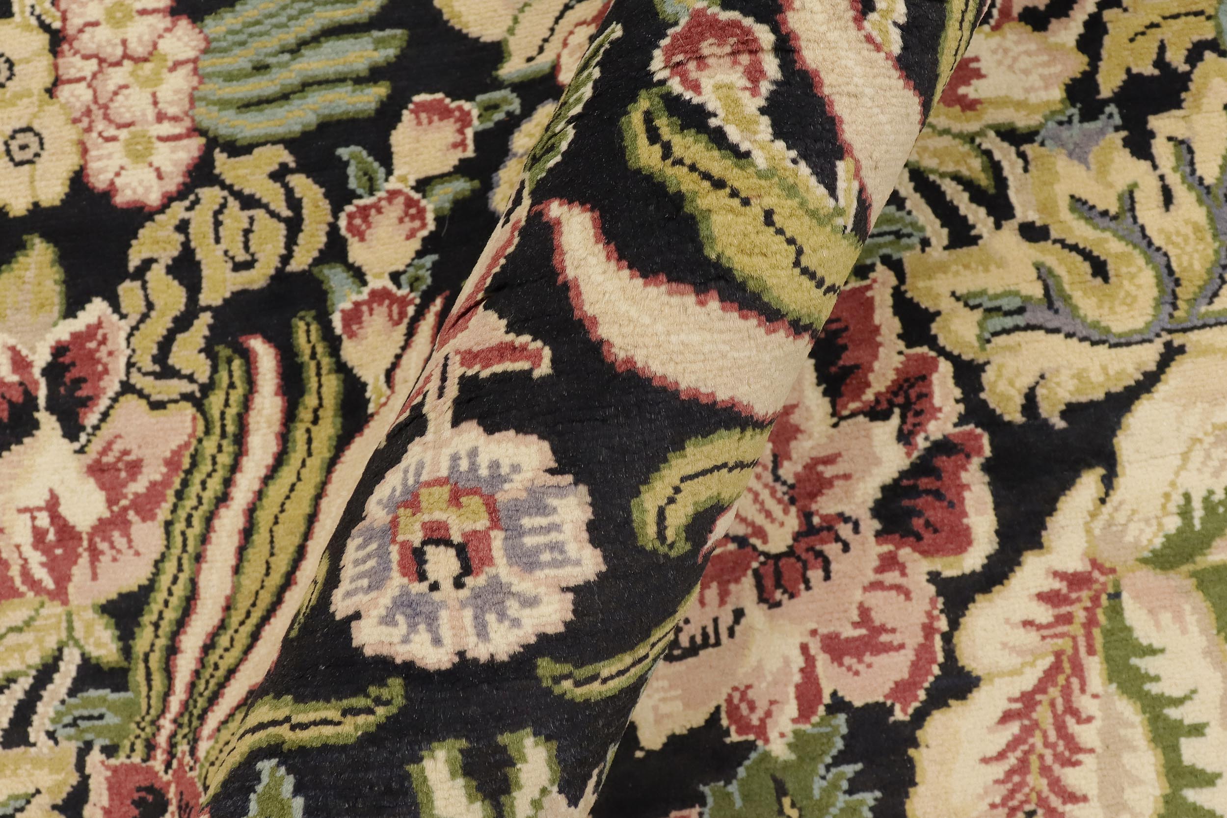 handmade Transitional Basarabian Black Beige Hand Knotted RECTANGLE 100% WOOL area rug 6x9