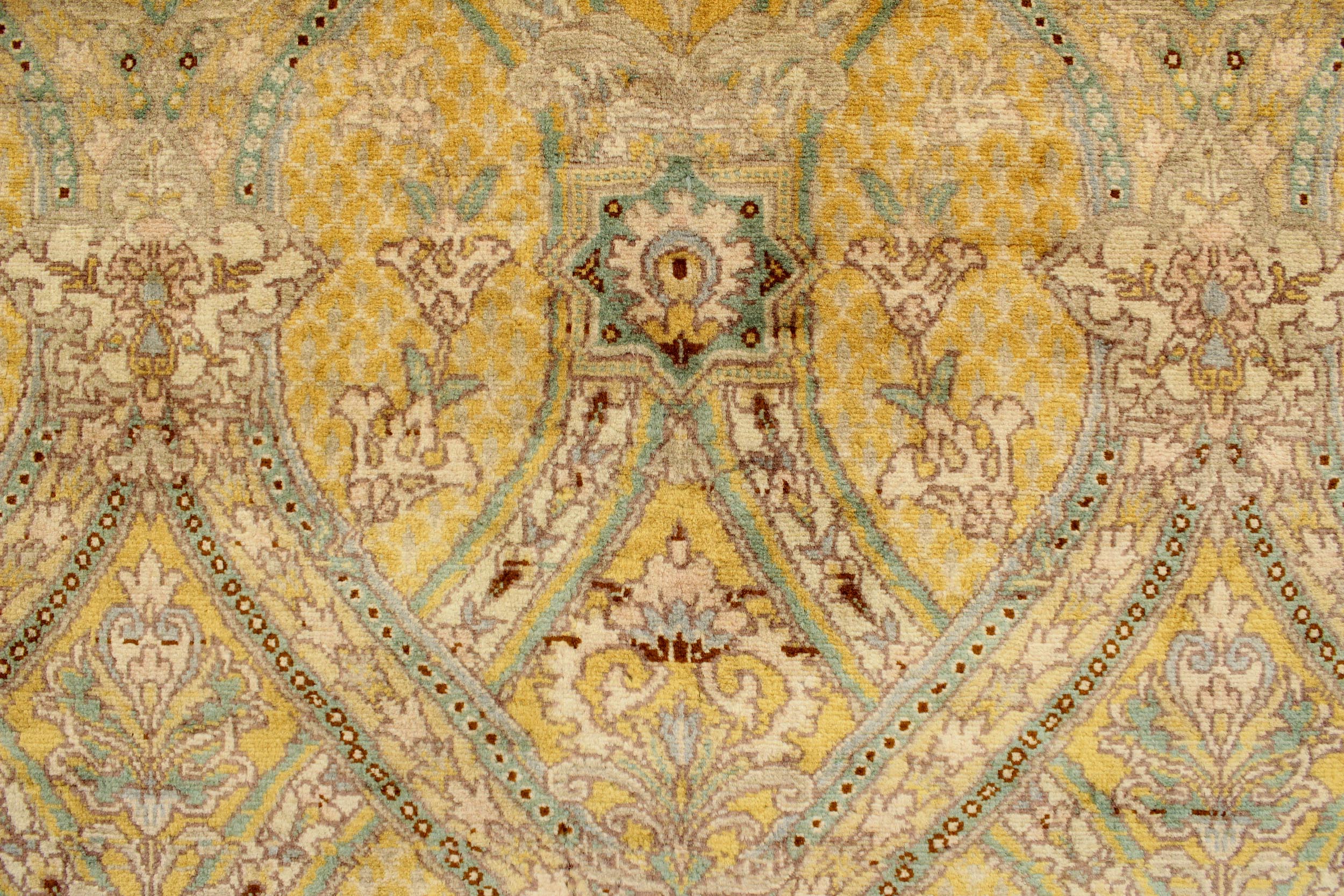 handmade Transitional Tabriz Gold Green Hand Knotted RECTANGLE 100% WOOL area rug 6x9