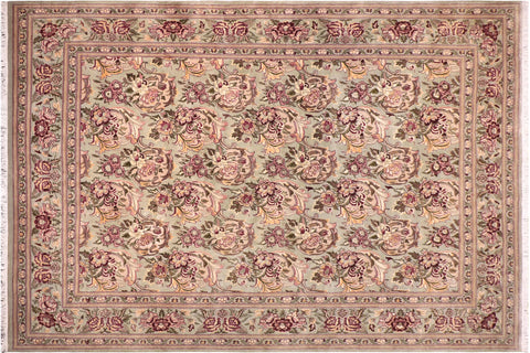 handmade Traditional Basarabian Green Gold Hand Knotted RECTANGLE 100% WOOL area rug 9' x 12'