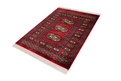 handmade Geometric Bokhara Red Beige Hand Knotted RECTANGLE 100% WOOL area rug 2X3