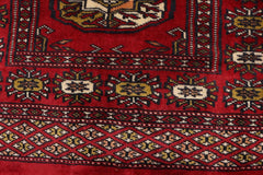 handmade Geometric Bokhara Red Beige Hand Knotted RECTANGLE 100% WOOL area rug 2X3