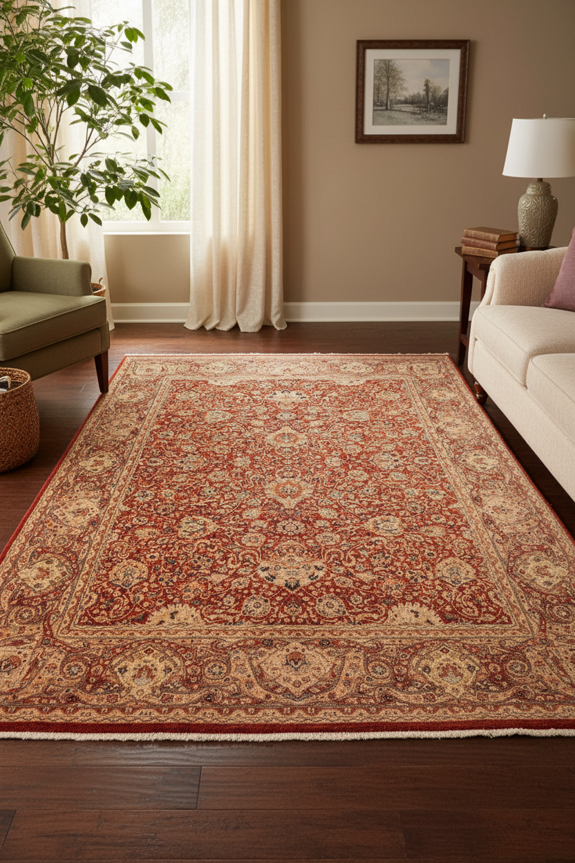 handmade Transitional Agra Rust Multi Hand Knotted RECTANGLE 100% WOOL area rug 9x12