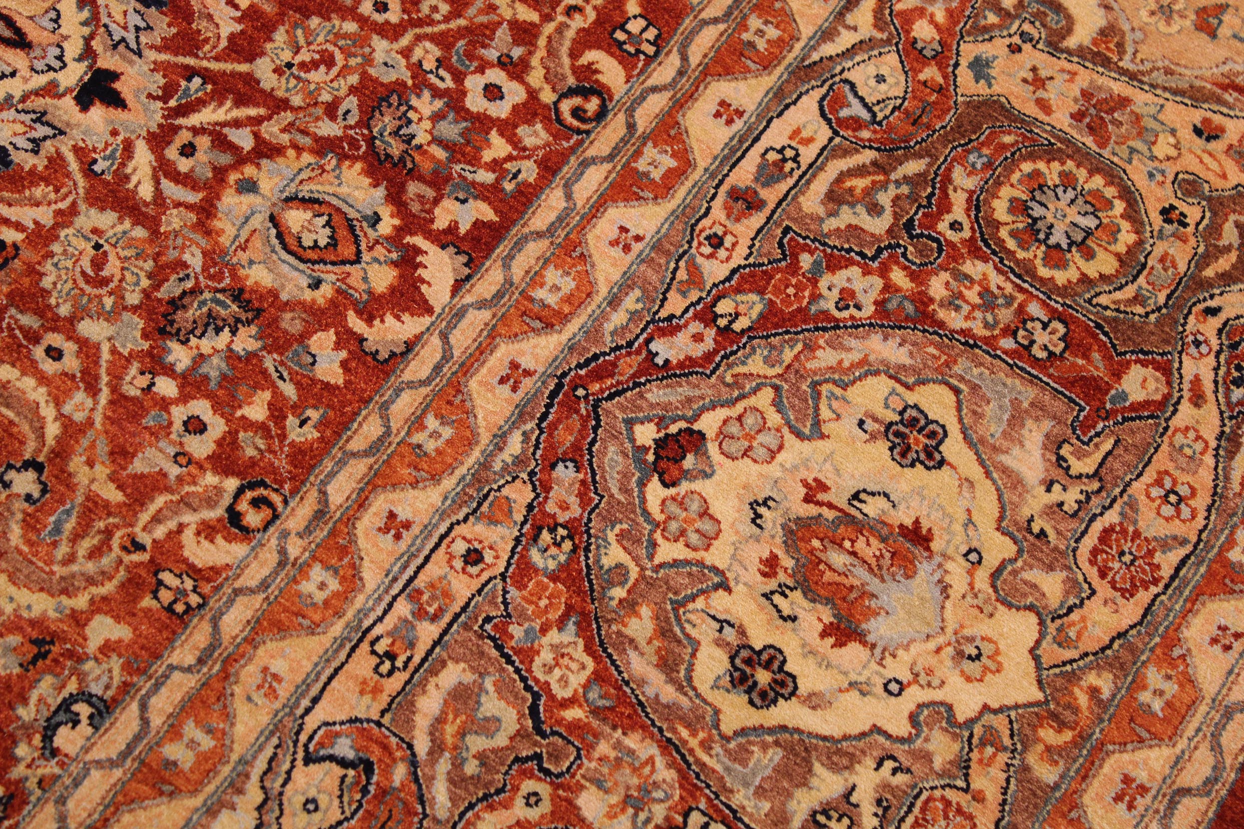 handmade Transitional Agra Rust Multi Hand Knotted RECTANGLE 100% WOOL area rug 9x12