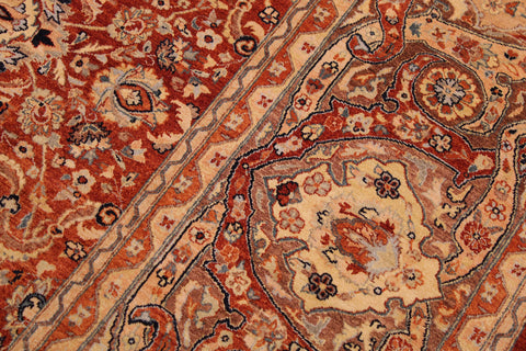 handmade Transitional Agra Rust Multi Hand Knotted RECTANGLE 100% WOOL area rug 9x12