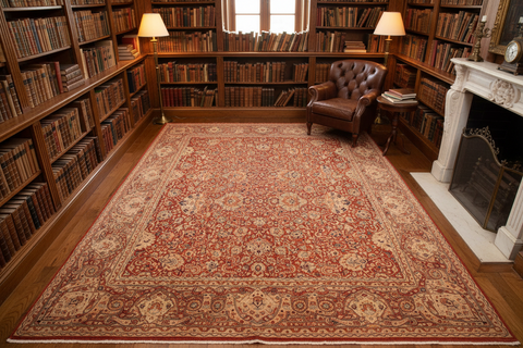 handmade Transitional Agra Rust Multi Hand Knotted RECTANGLE 100% WOOL area rug 9 x 12
