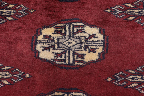 handmade Geometric Bokhara Maroon Gray Hand Knotted RECTANGLE 100% WOOL area rug 3X5