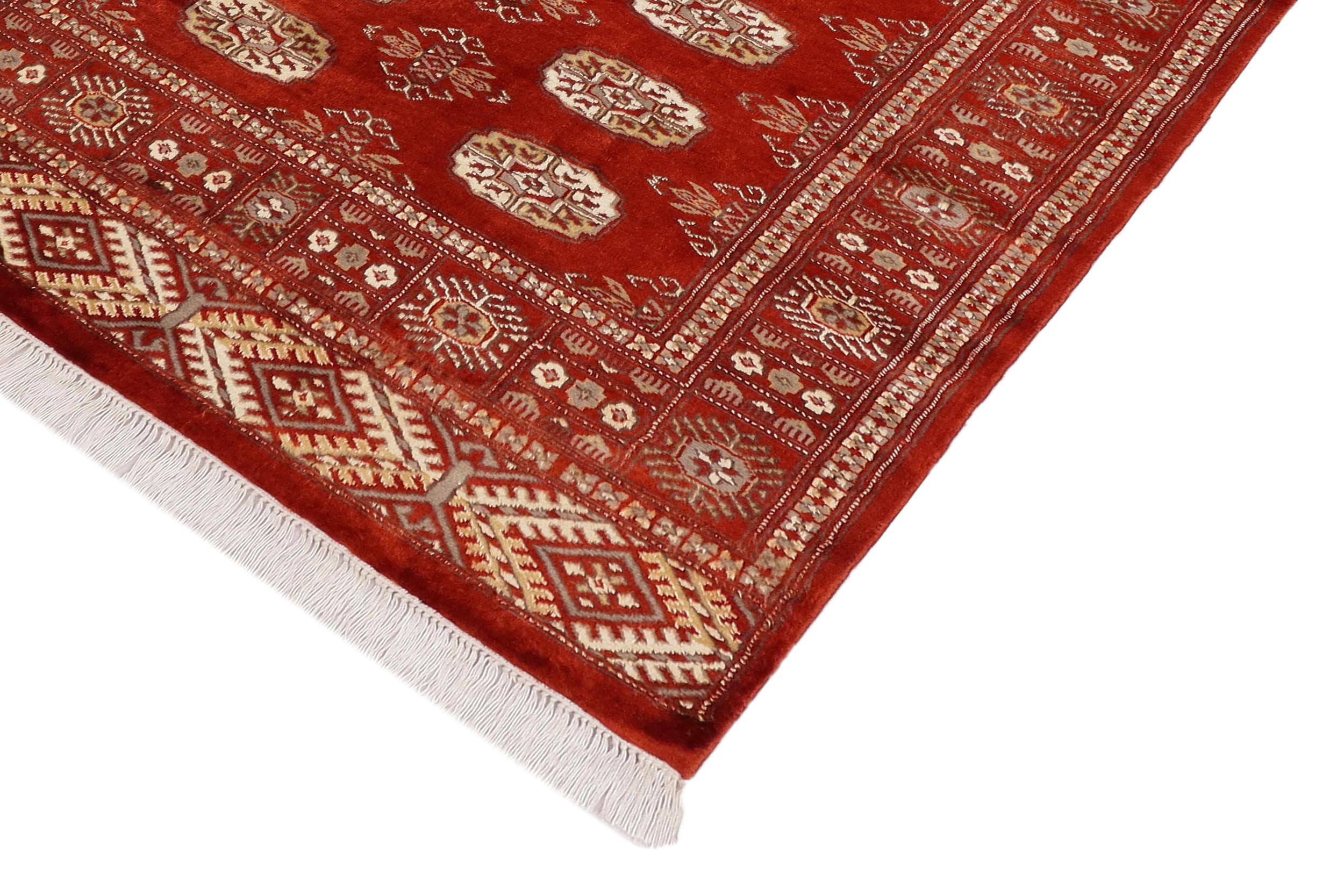 handmade Geometric Bokhara Rust Gray Hand Knotted RECTANGLE 100% WOOL area rug 3X5