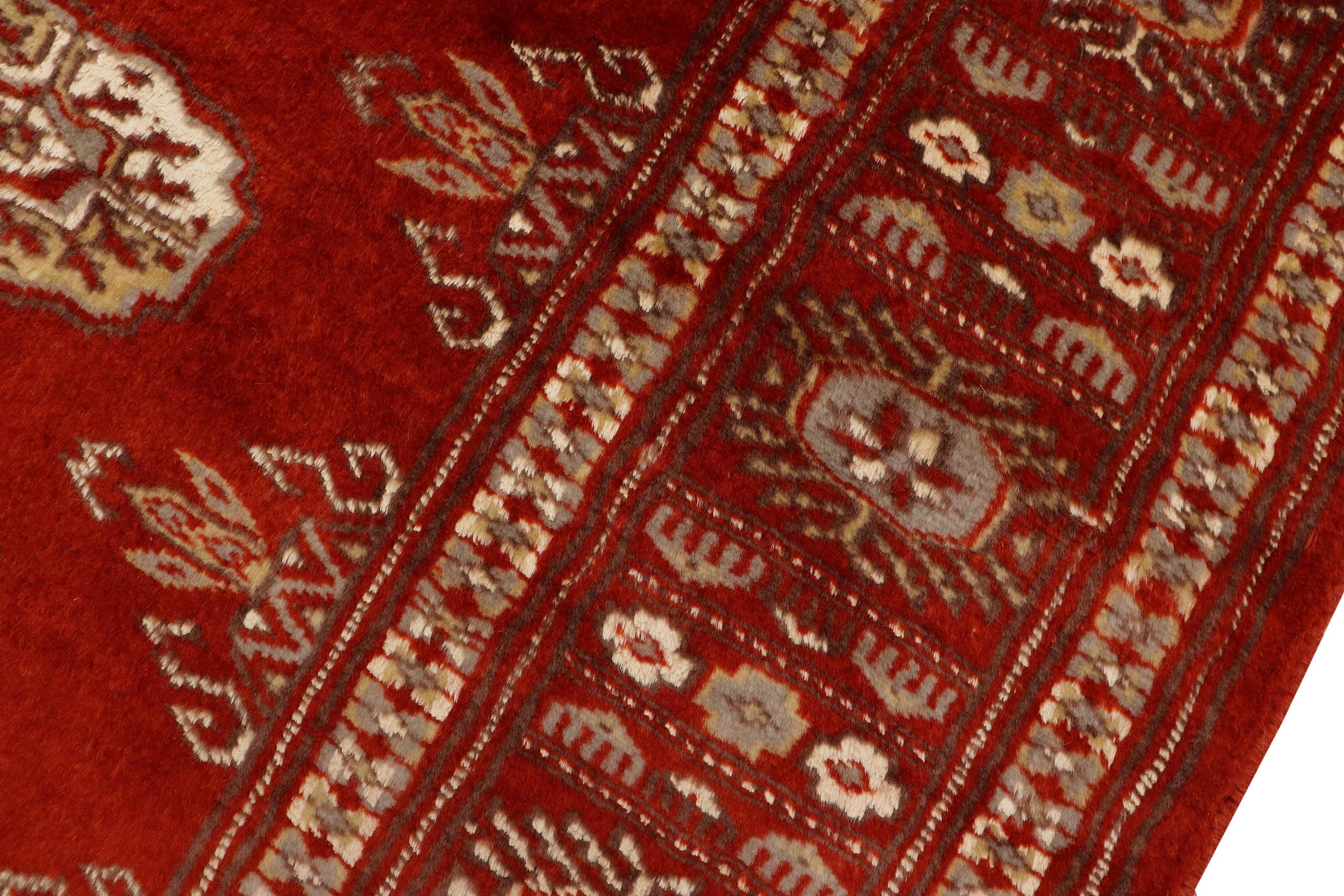 handmade Geometric Bokhara Rust Gray Hand Knotted RECTANGLE 100% WOOL area rug 3X5