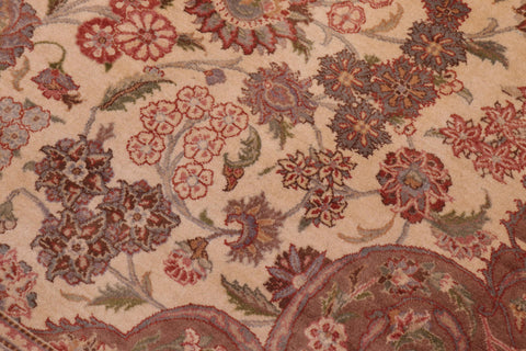 handmade Traditional Kashan Ivory Brown Hand Knotted RECTANGLE 100% WOOL area rug 9x12