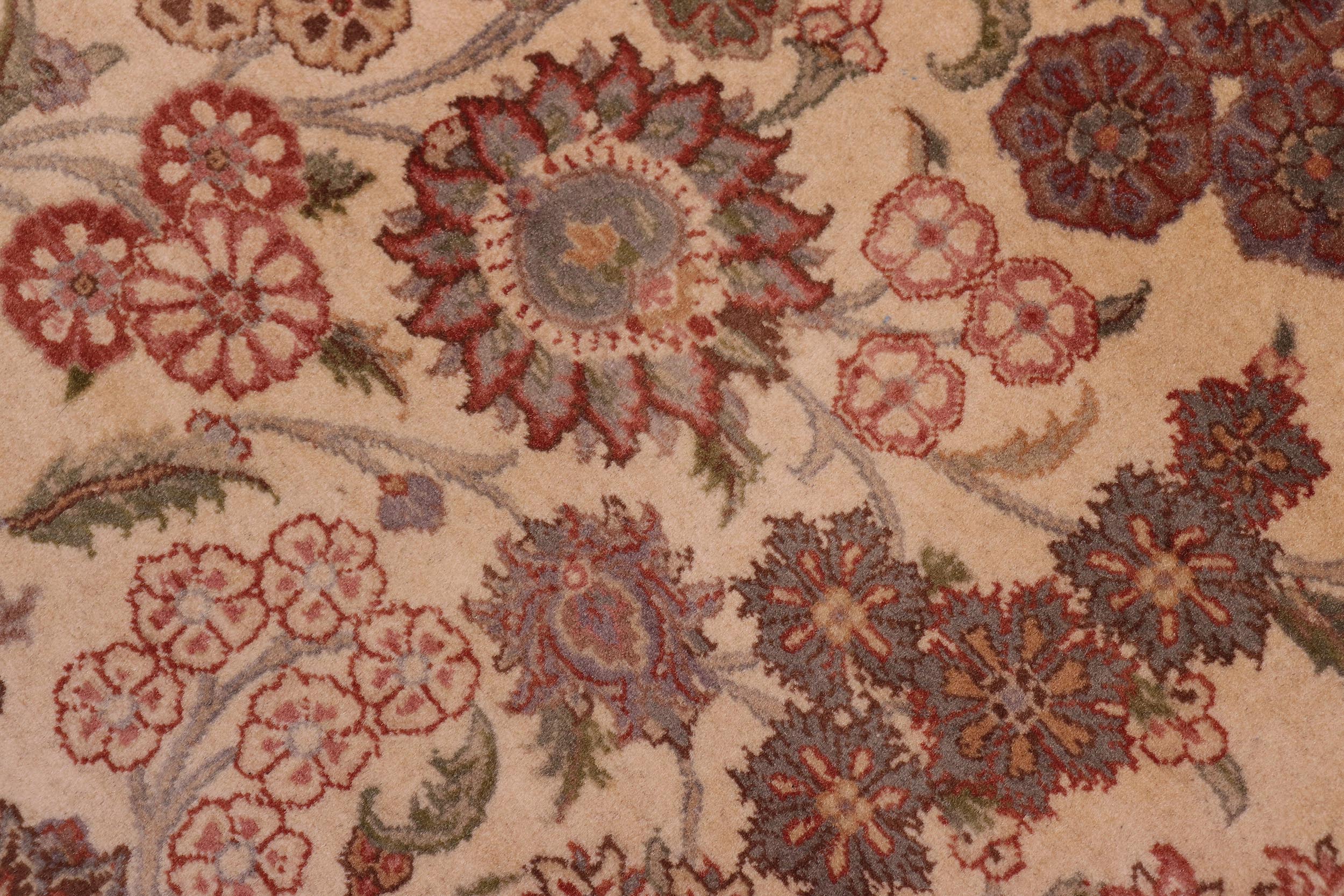 handmade Traditional Kashan Ivory Brown Hand Knotted RECTANGLE 100% WOOL area rug 9x12