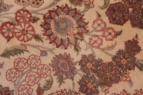 handmade Traditional Kashan Ivory Brown Hand Knotted RECTANGLE 100% WOOL area rug 9x12