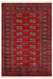 Tribal Bokhara Leticia Red/Beige Wool Rug - 4'1'' x 6'2''