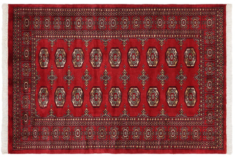 handmade Geometric Bokhara Red Beige Hand Knotted RECTANGLE 100% WOOL area rug 4X6