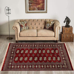 handmade Geometric Bokhara Red Gray Hand Knotted RECTANGLE 100% WOOL area rug 4X6