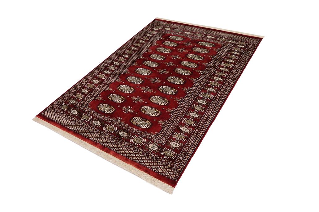 handmade Geometric Bokhara Red Gray Hand Knotted RECTANGLE 100% WOOL area rug 4X6