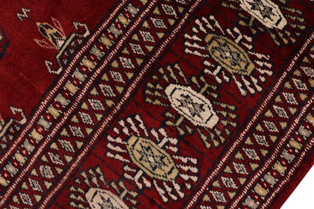 handmade Geometric Bokhara Red Gray Hand Knotted RECTANGLE 100% WOOL area rug 4X6