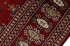 handmade Geometric Bokhara Red Gray Hand Knotted RECTANGLE 100% WOOL area rug 4X6