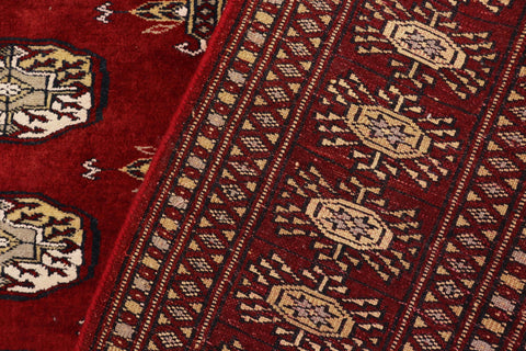 handmade Geometric Bokhara Red Gray Hand Knotted RECTANGLE 100% WOOL area rug 4X6