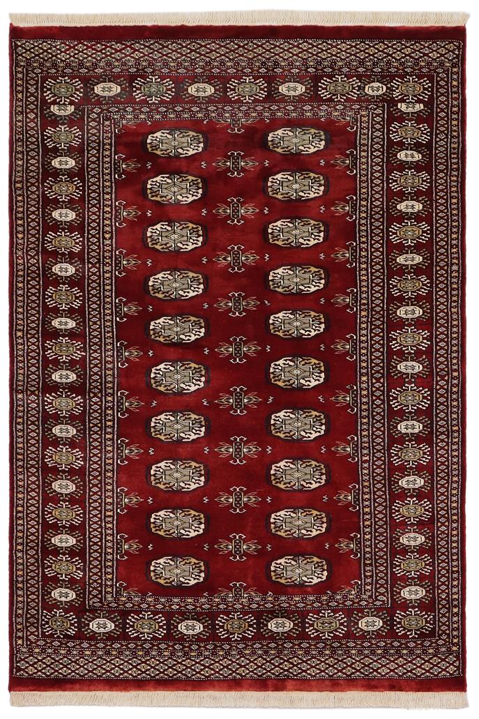 handmade Geometric Bokhara Red Gray Hand Knotted RECTANGLE 100% WOOL area rug 4X6