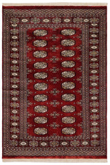 handmade Geometric Bokhara Red Gray Hand Knotted RECTANGLE 100% WOOL area rug 4X6