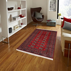 handmade Geometric Bokhara Red Blue Hand Knotted RECTANGLE 100% WOOL area rug 4X6