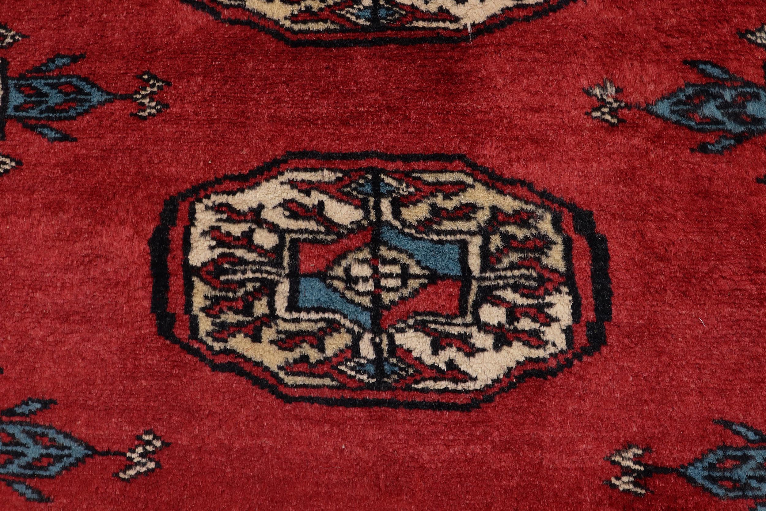 handmade Geometric Bokhara Red Blue Hand Knotted RECTANGLE 100% WOOL area rug 4X6