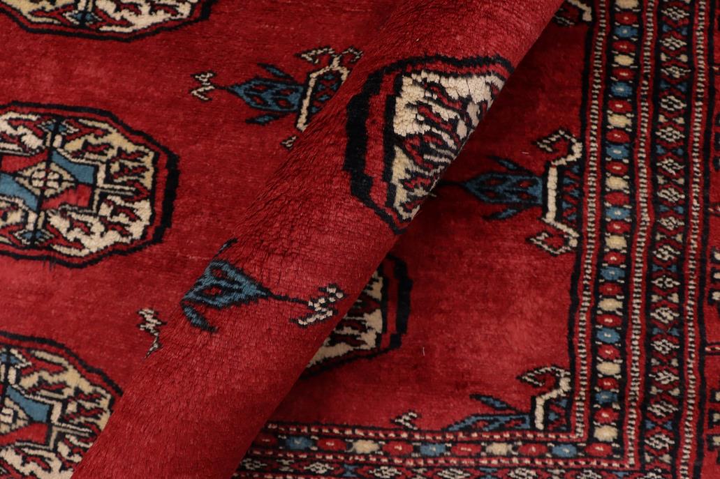 handmade Geometric Bokhara Red Blue Hand Knotted RECTANGLE 100% WOOL area rug 4X6