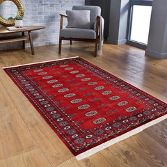 handmade Geometric Bokhara Red Blue Hand Knotted RECTANGLE 100% WOOL area rug 4X6