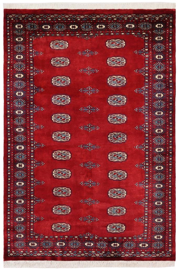 handmade Geometric Bokhara Red Blue Hand Knotted RECTANGLE 100% WOOL area rug 4X6