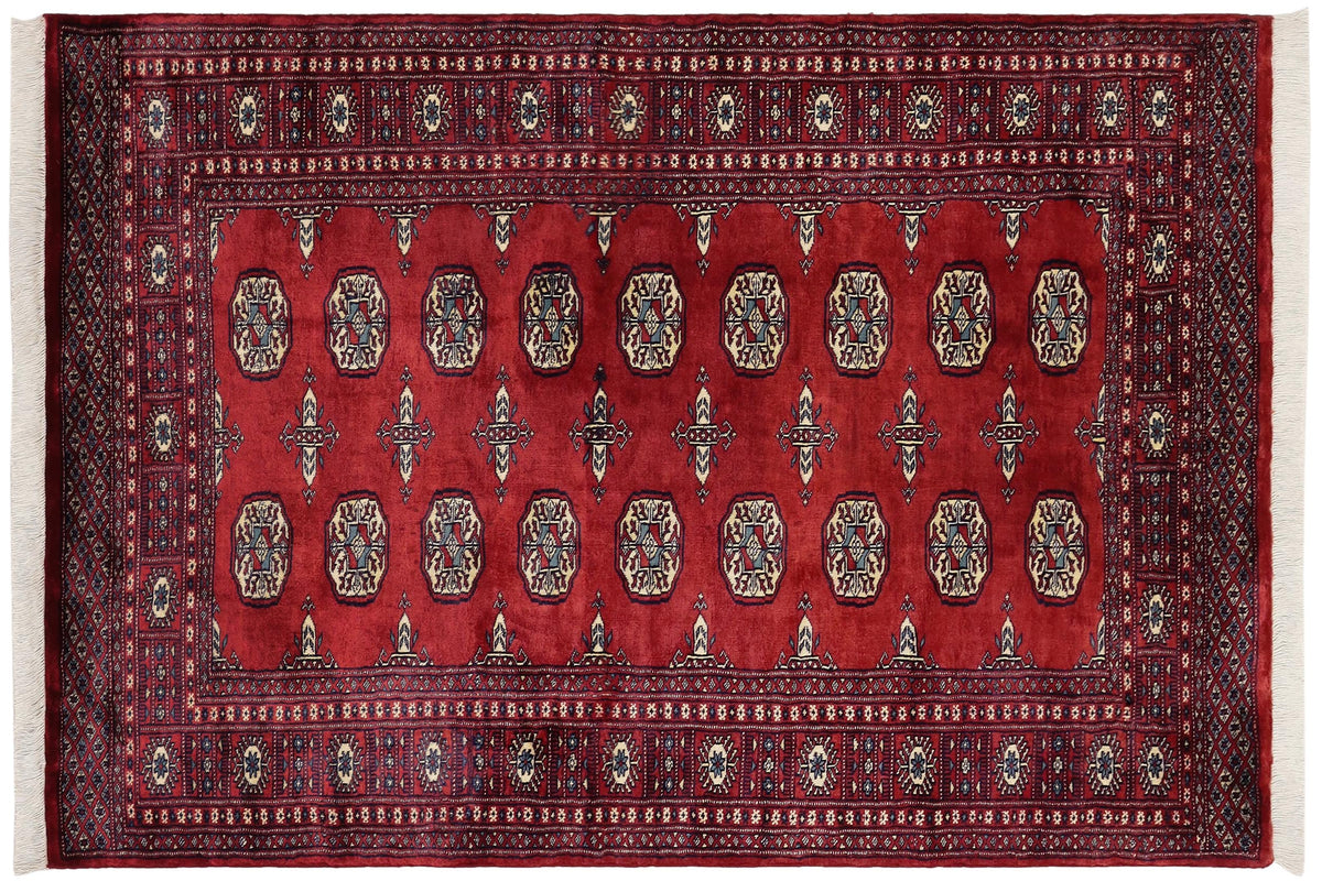 handmade Geometric Bokhara Red Blue Hand Knotted RECTANGLE 100% WOOL area rug 4X6