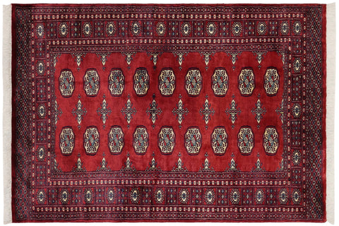 handmade Geometric Bokhara Red Blue Hand Knotted RECTANGLE 100% WOOL area rug 4X6