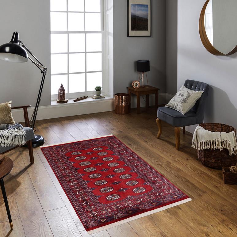 handmade Geometric Bokhara Red Blue Hand Knotted RECTANGLE 100% WOOL area rug 4X6