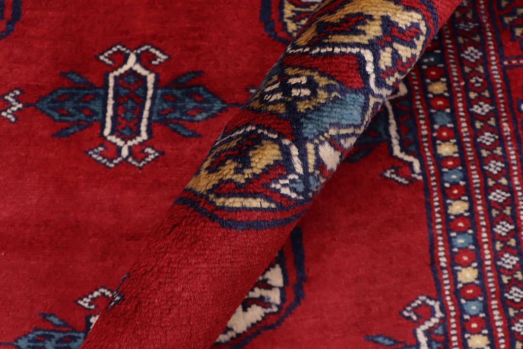 handmade Geometric Bokhara Red Blue Hand Knotted RECTANGLE 100% WOOL area rug 4X6